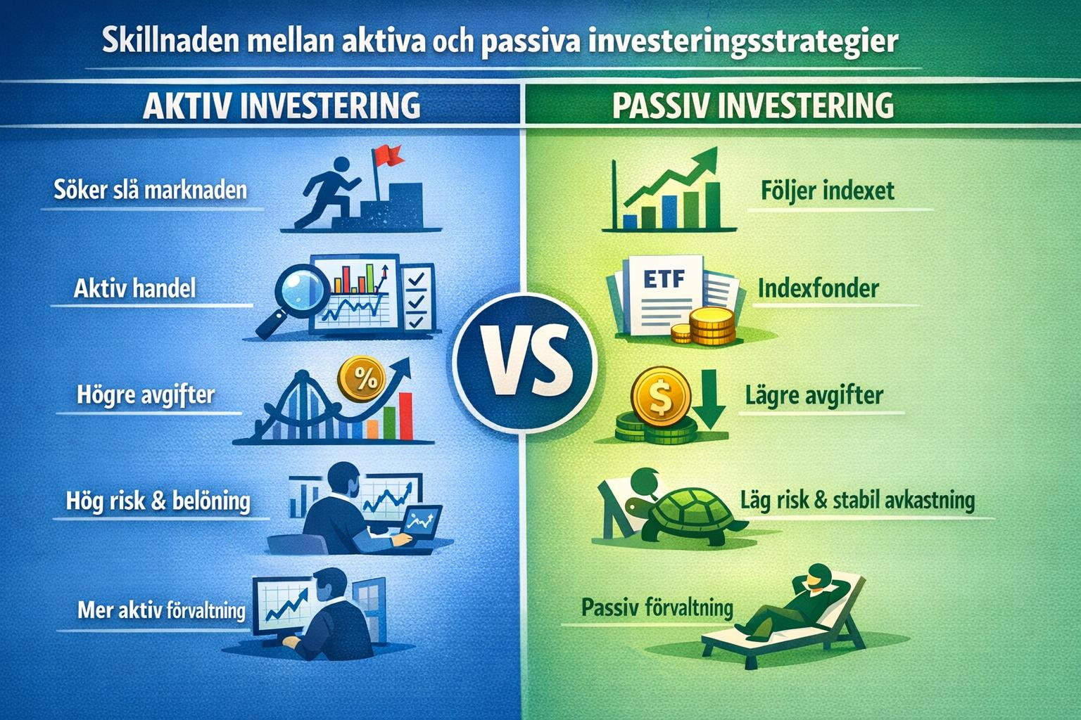 Skillnaden mellan aktiva och passiva investeringsstrategier